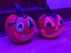 Pumpkins with foam sticker faces